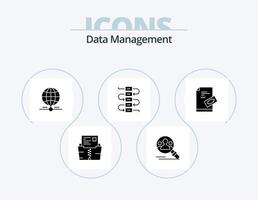 Data Management Glyph Icon Pack 5 Icon Design. . data . profile . worldwide . earth vector