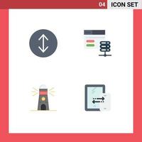 Universal Icon Symbols Group of 4 Modern Flat Icons of arrows house network server lighthouse connection Editable Vector Design Elements