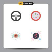 Mobile Interface Flat Icon Set of 4 Pictograms of controller eye wheel equipment secret society Editable Vector Design Elements