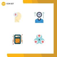 Stock Vector Icon Pack of 4 Line Signs and Symbols for business hours mind management interaction Editable Vector Design Elements