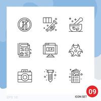 Group of 9 Modern Outlines Set for location internet hospital real document Editable Vector Design Elements