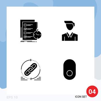 Editable Vector Line Pack of 4 Simple Solid Glyphs of todo hyperlink check man website Editable Vector Design Elements