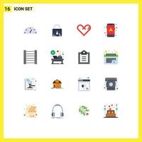 16 Universal Flat Color Signs Symbols of tools construction love navigation map Editable Pack of Creative Vector Design Elements