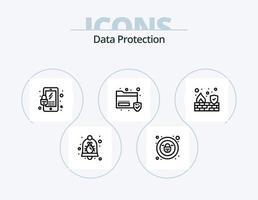 paquete de iconos de línea de protección de datos 5 diseño de iconos. proteccion. denegar. correo. virus. carpeta vector