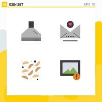 Group of 4 Flat Icons Signs and Symbols for extractor alert email food photo Editable Vector Design Elements