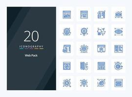 20 iconos de color azul del paquete web para la presentación vector