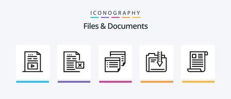 Files And Documents Line 5 Icon Pack Including file. data. document. paper. file. Creative Icons Design vector