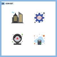 Flat Icon Pack of 4 Universal Symbols of building rating business startup stars Editable Vector Design Elements