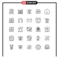 25 Thematic Vector Lines and Editable Symbols of casa antique building event play cubes Editable Vector Design Elements