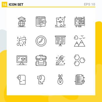 16 Outline concept for Websites Mobile and Apps newsletter email coding digital glass Editable Vector Design Elements