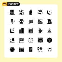 25 Universal Solid Glyphs Set for Web and Mobile Applications half moon payment devices credit technology Editable Vector Design Elements