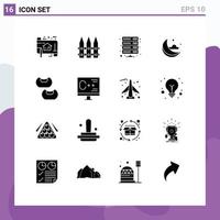 16 iconos creativos signos y símbolos modernos de almacenamiento de luna de primavera de nube de frijol elementos de diseño vectorial editables vector