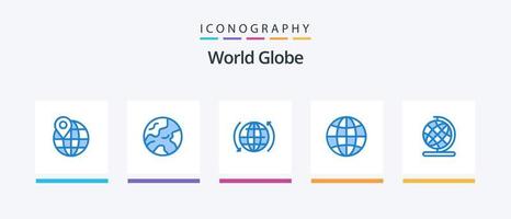 paquete de iconos globo azul 5 que incluye. globo. Internet. geografía. mundo. diseño de iconos creativos vector