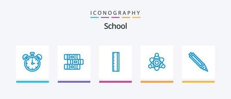 paquete de iconos azul escolar 5 que incluye . lápiz. gobernante. lápiz. educación. diseño de iconos creativos vector