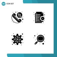 Universal Icon Symbols Group of 4 Modern Solid Glyphs of call connect redial management piece Editable Vector Design Elements