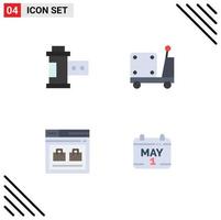 4 Universal Flat Icons Set for Web and Mobile Applications camera page roll pump website Editable Vector Design Elements