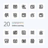 20 Online Learning Line icon Pack like reading book learn reading learning vector