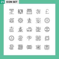 25 Thematic Vector Lines and Editable Symbols of crown coin chemistry pound sterling pointer Editable Vector Design Elements