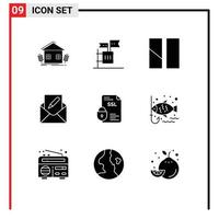 Modern Set of 9 Solid Glyphs Pictograph of envelope edit garbage compose image Editable Vector Design Elements