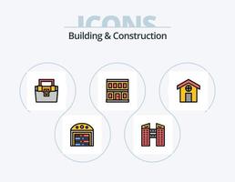 diseño de iconos llenos de línea de construcción y construcción paquete de iconos 5. caja de herramientas construcción. casa. caja. transformador vector