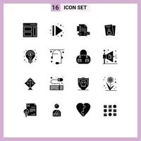 Set of 16 Modern UI Icons Symbols Signs for pass card right id company Editable Vector Design Elements