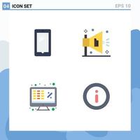 Pictogram Set of 4 Simple Flat Icons of phone excel android advertising laptop Editable Vector Design Elements