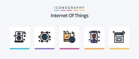 La línea de Internet de las cosas llenó el paquete de 5 íconos que incluye wifi. iot Internet. Internet. Wifi. diseño de iconos creativos vector