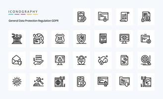 paquete de iconos de línea 25 gdpr vector