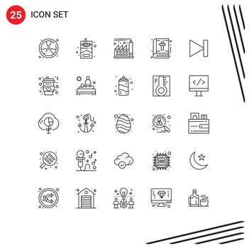 Pictogram Set of 25 Simple Lines of last end digital thanksgiving book Editable Vector Design Elements