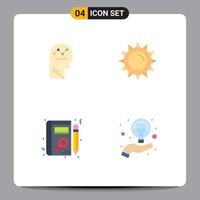 Set of 4 Commercial Flat Icons pack for user book man brightness woman Editable Vector Design Elements