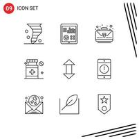 9 Thematic Vector Outlines and Editable Symbols of arrow hospital pulse healthcare complete Editable Vector Design Elements