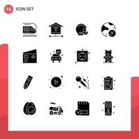 Set of 16 Modern UI Icons Symbols Signs for debit research football internet data Editable Vector Design Elements