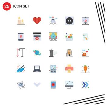Pack of 25 creative Flat Colors of graph sales rocket presentation socket Editable Vector Design Elements