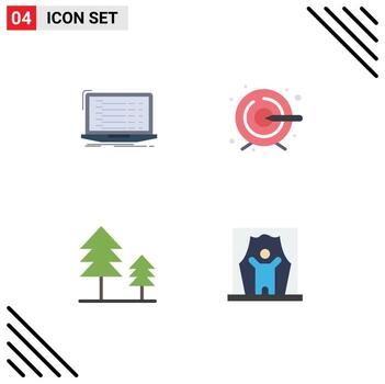 4 concepto de icono plano para sitios web móviles y aplicaciones api vacaciones desarrollador proceso actor elementos de diseño vectorial editables vector