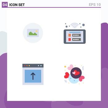Editable Vector Line Pack of 4 Simple Flat Icons of image arrow ui panel interface Editable Vector Design Elements