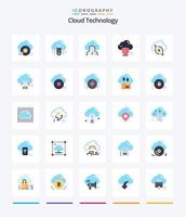 tecnología de nube creativa 25 paquete de iconos planos como seguridad. seguro. Tienda. nube. red vector