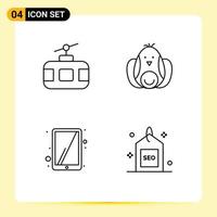 User Interface Pack of 4 Basic Filledline Flat Colors of cable car ipad tourism baby touchscreen Editable Vector Design Elements
