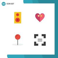 4 Universal Flat Icon Signs Symbols of study full screen heart coordinate equal Editable Vector Design Elements