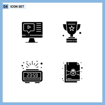 Editable Vector Line Pack of Simple Solid Glyphs of computer count down education star time Editable Vector Design Elements