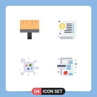 Group of 4 Modern Flat Icons Set for art molecule tools medical business Editable Vector Design Elements