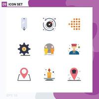 User Interface Pack of 9 Basic Flat Colors of user man arrow setting investment Editable Vector Design Elements