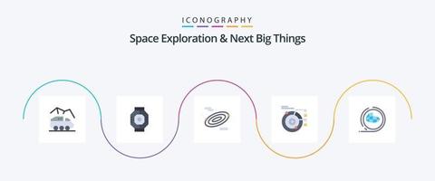 exploración espacial y próximas grandes cosas planas 5 paquete de iconos que incluye energía solar. orbita. módulo. modelo. espacio vector