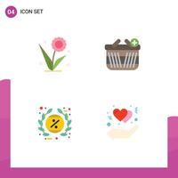 4 iconos planos universales signos símbolos de flora etiqueta naturaleza comercio electrónico descuento elementos de diseño vectorial editables vector