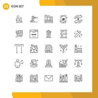 Universal Icon Symbols Group of 25 Modern Lines of reading book action legal hammer Editable Vector Design Elements