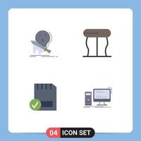 Universal Icon Symbols Group of 4 Modern Flat Icons of death computers kill interior devices Editable Vector Design Elements