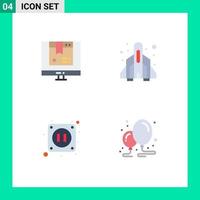 Pictogram Set of 4 Simple Flat Icons of box electric shopping fun socket Editable Vector Design Elements