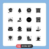 conjunto de 16 iconos de ui modernos símbolos signos para impresión de cama árbol impresión monitoreo elementos de diseño vectorial editables vector