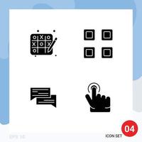 Solid Glyph Pack of 4 Universal Symbols of tic tac toe bubbles grid view conversation Editable Vector Design Elements