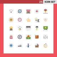 Flat Color Pack of 25 Universal Symbols of cream goal marketplace arrow storehouse Editable Vector Design Elements