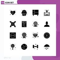 Set of 16 Modern UI Icons Symbols Signs for startup project sweet launch house Editable Vector Design Elements